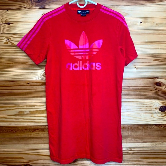 adidas Dresses & Skirts - Adidas x marimekko 70s vibe red pink orange and purple T shirt  dress small